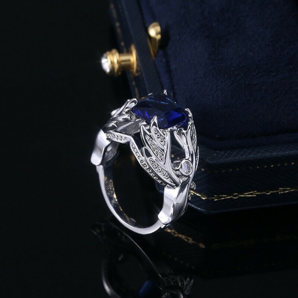 . Jewelry - Luxury 925 Silver  Blue Sapphire Ring New